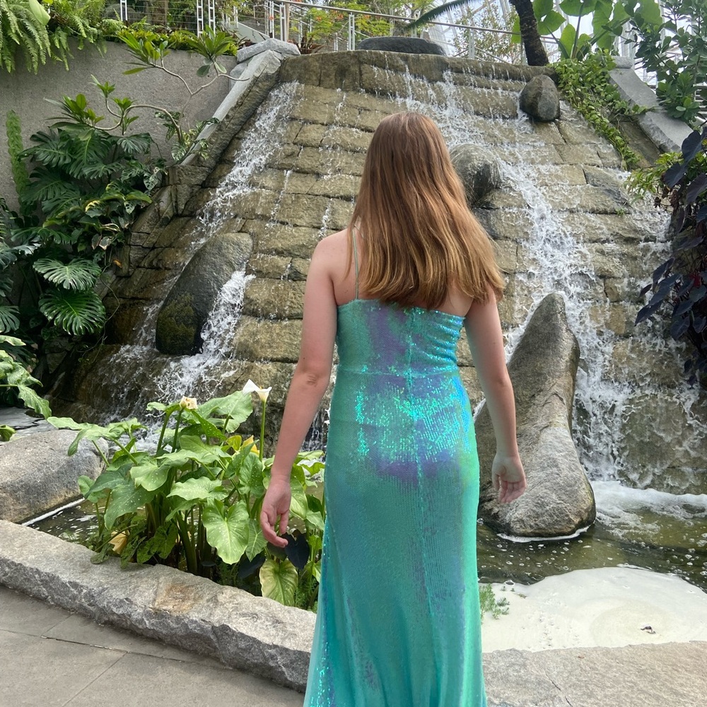 Shimmering Aqua and Purple Gown